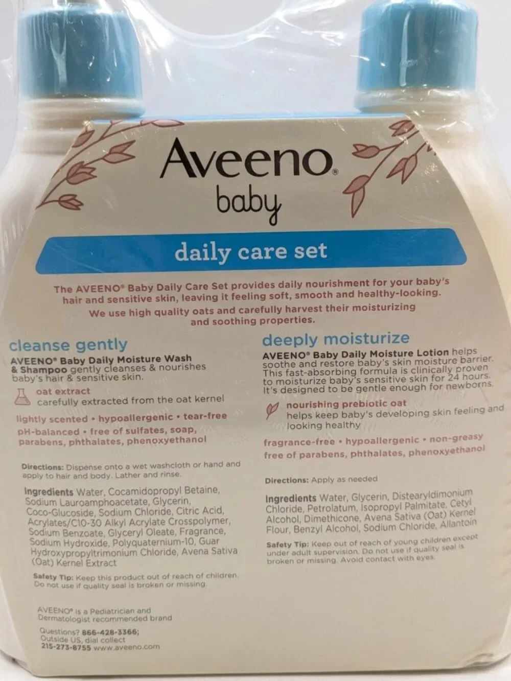 Aveeno Baby Daily Care Sensitive Skin Wash/shampoo and Lotion Set Gentle Hair